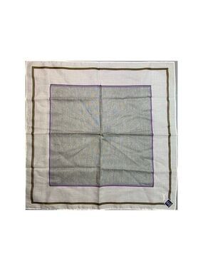 Yves Saint Laurent Unisex Silk Scarf Gray Purple Plaid Square Luxury
